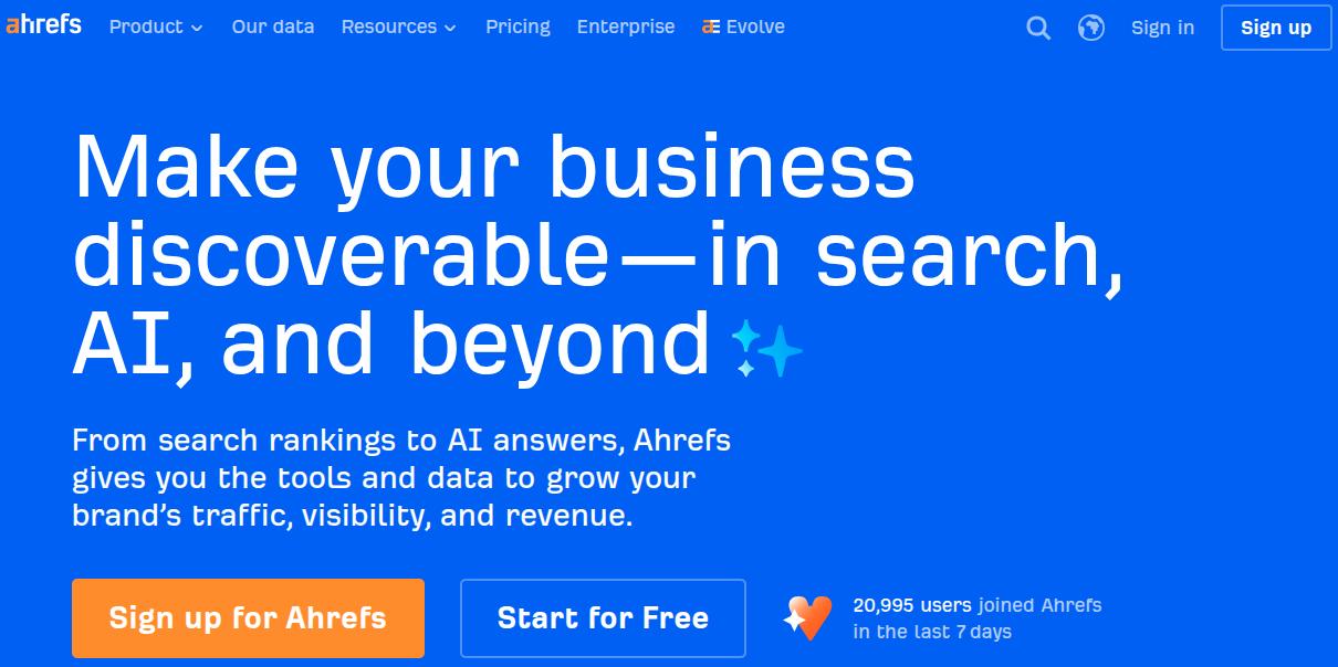 Ahrefs landing page new.