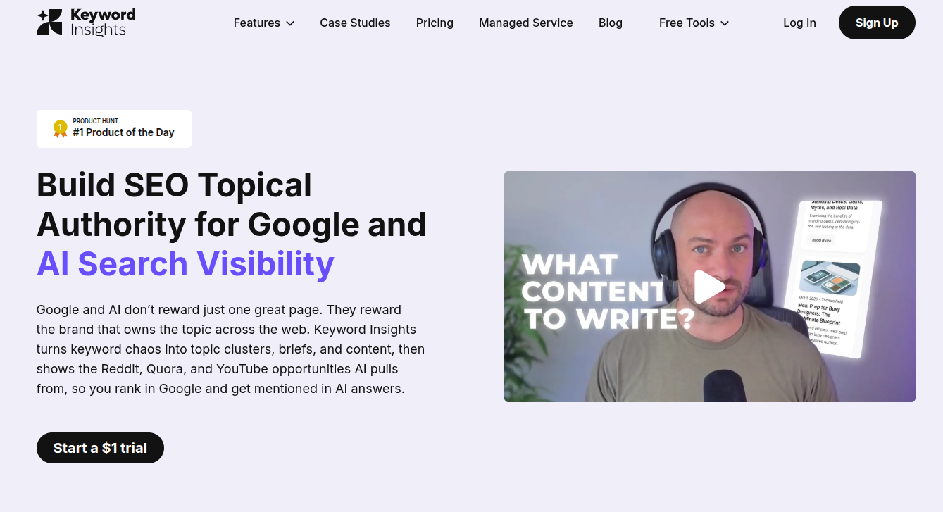 Keyword Insights landing page.