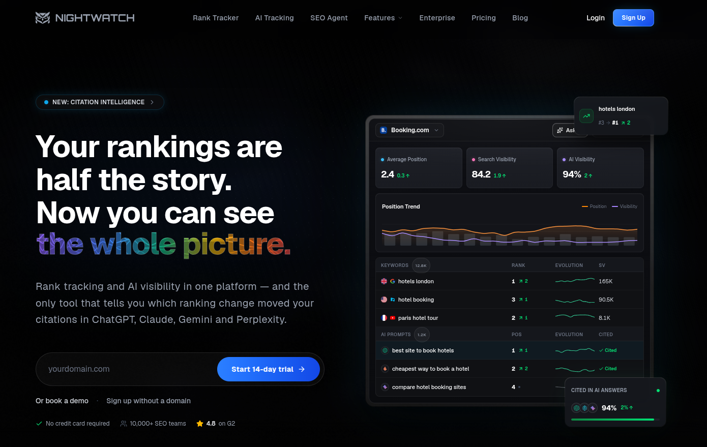 Nightwatch landing page.