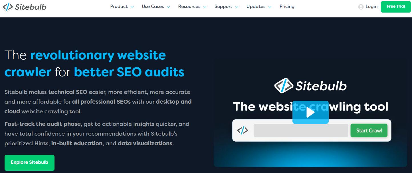 Sitebulb landing page.