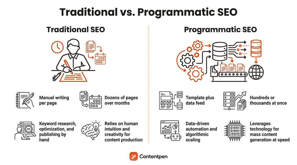Traditional vs. programmatic SEO.