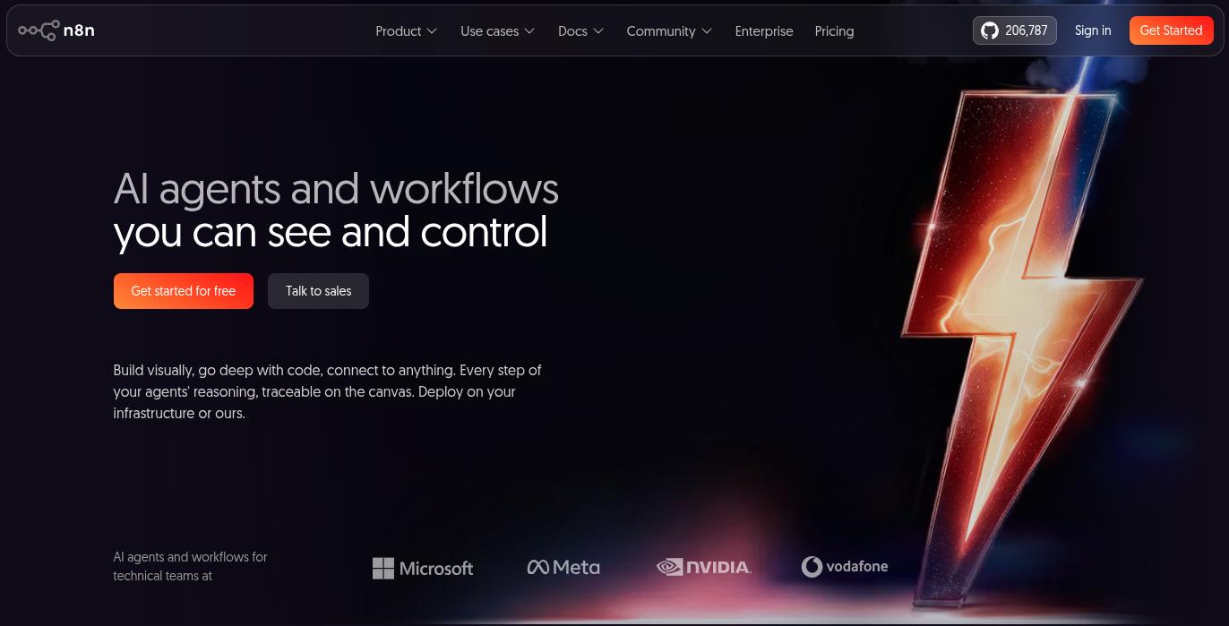 The n8n landing page.