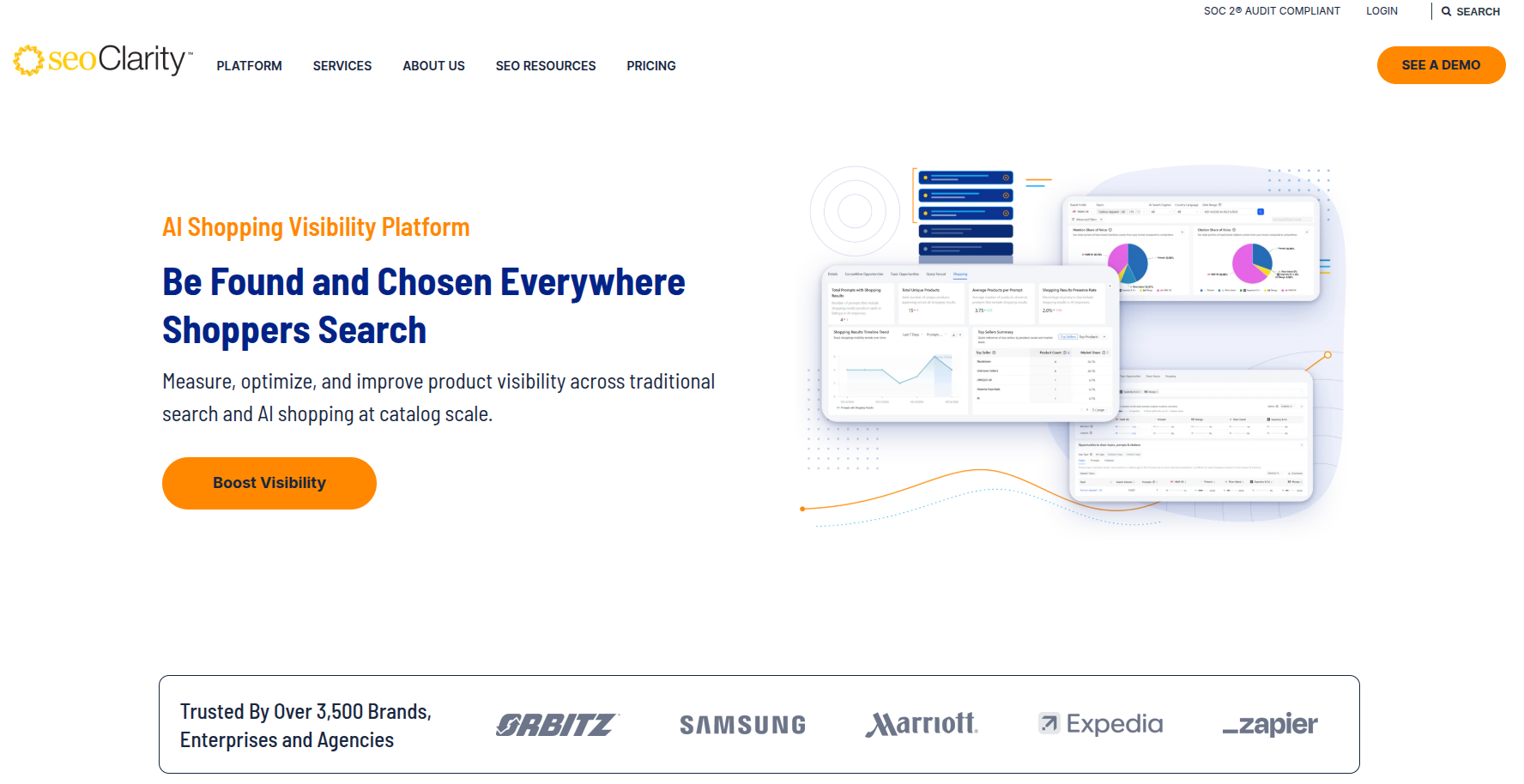 seoClarity landing page.